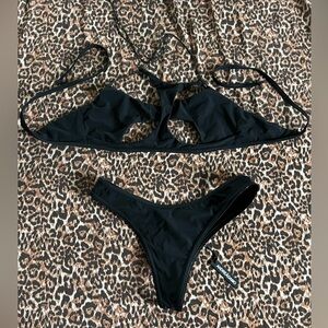 ANDREA FENZI Black Cutout Triangle Bikini Set